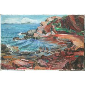 Siri Rathsman  "seaside On The Côte d'Azur" Oil On Canvas 50x73 